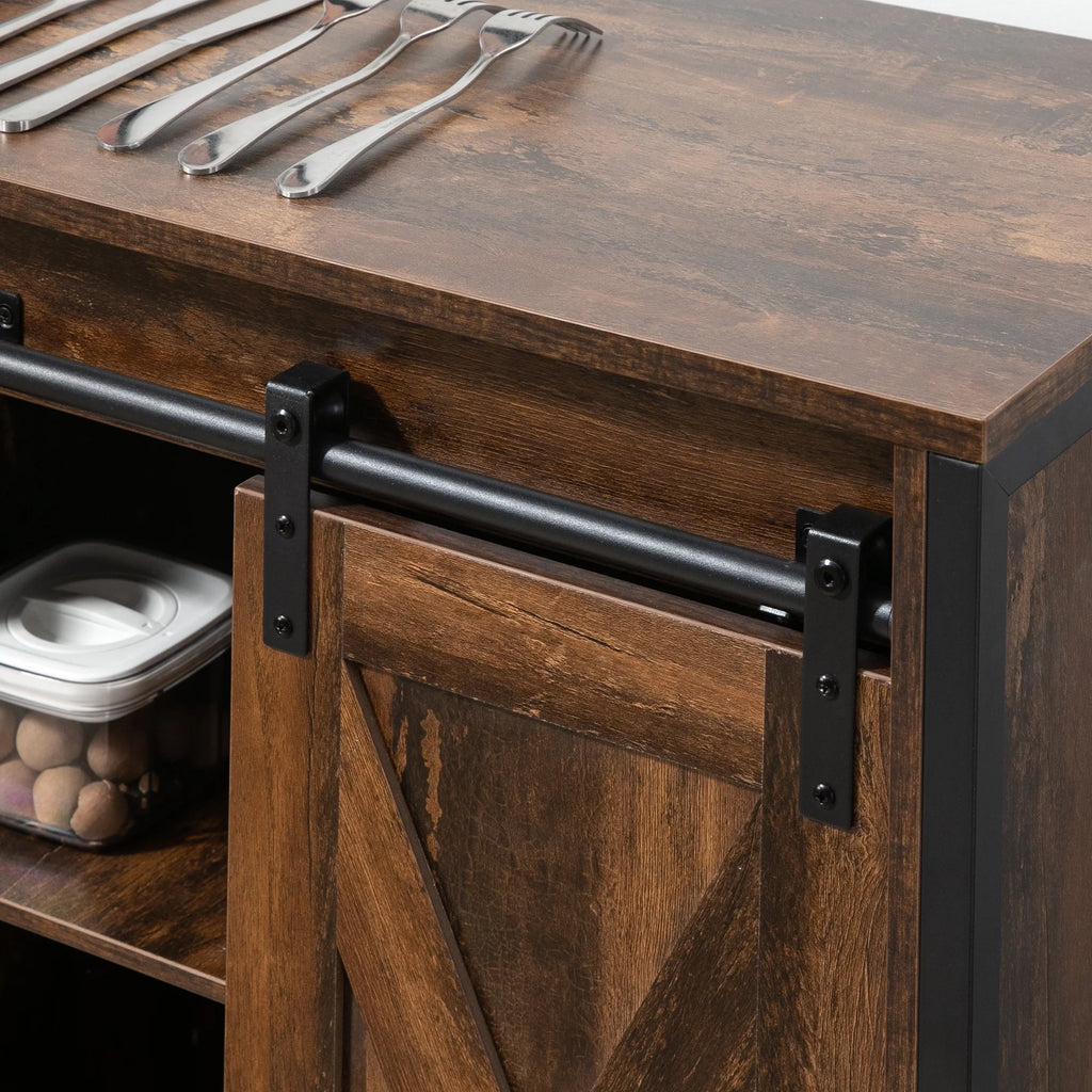 Industrial Sideboard with Sliding Barn Doors and Adjustable Shelves D52429