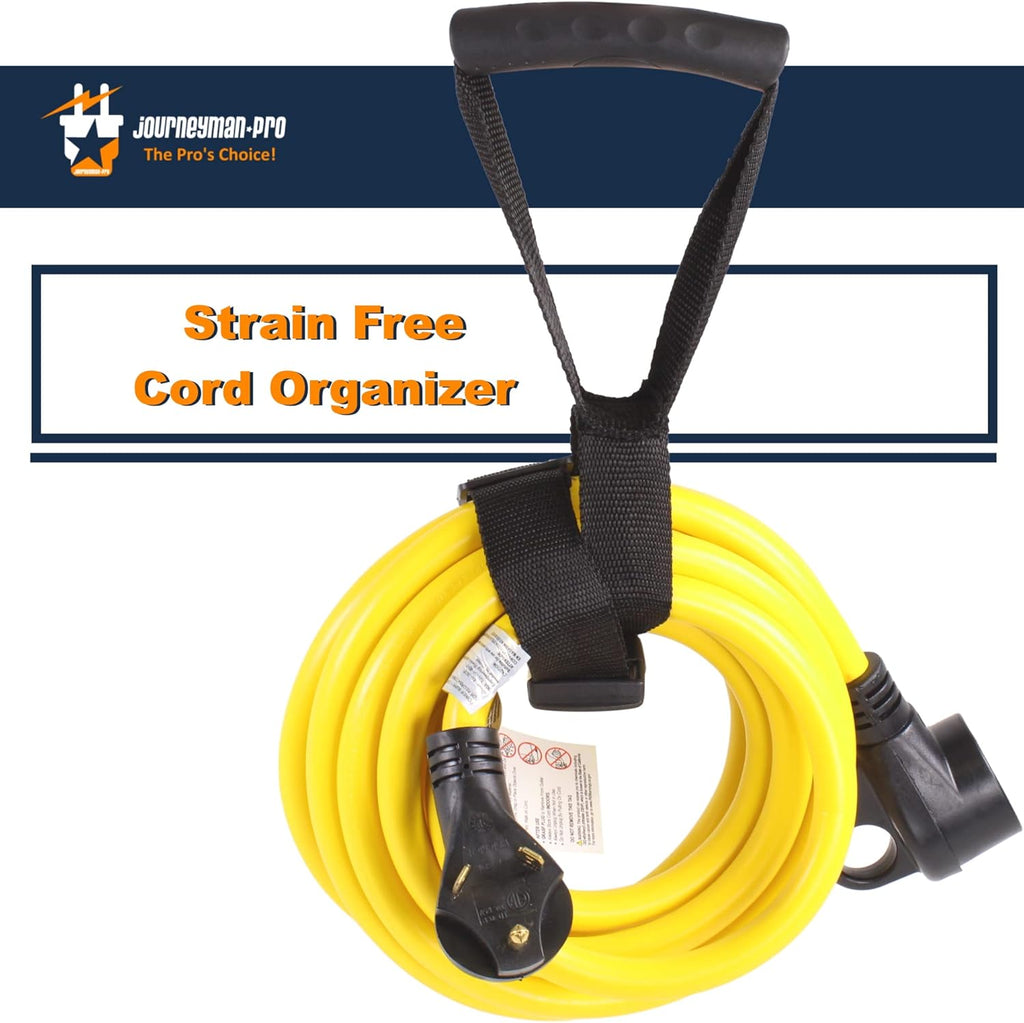 30A RV Power Extension Cord L530 Locking Female TT-30P to L5-30R 15 Feet Pack of 2 O691552