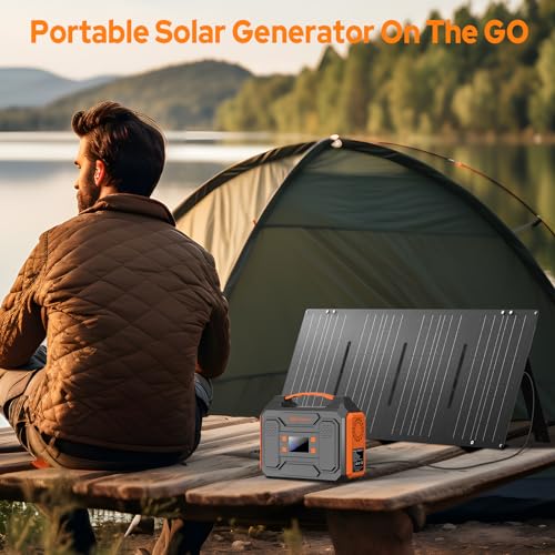 300W Portable Solar Generator with 60W Solar Panel Orange S60776