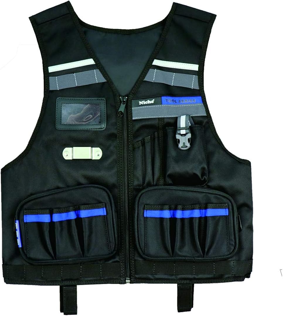 Heavy Duty Work Vest with Adjustable Straps, Tool Pockets and Reflective Stripes H97814