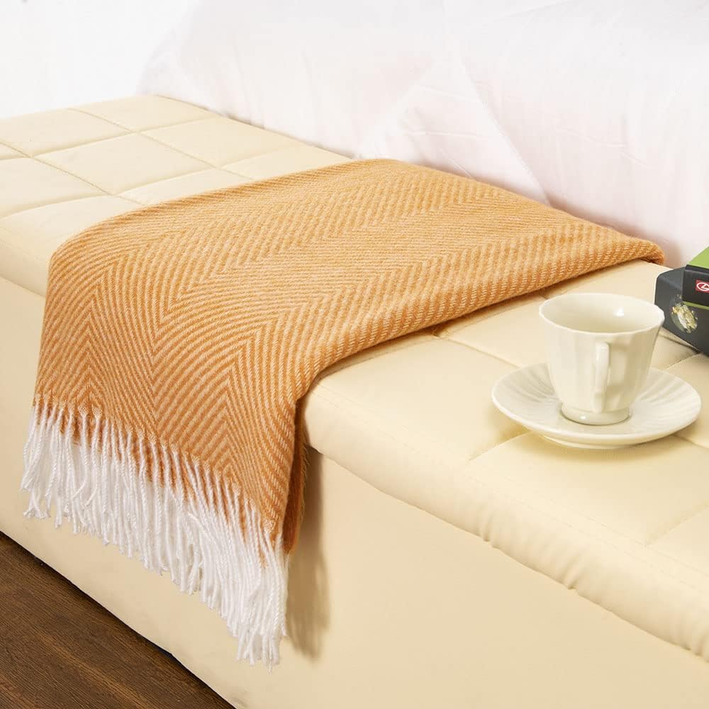 Navy Blue Herringbone Faux Cashmere Throw Blanket 50 x 60 B48797