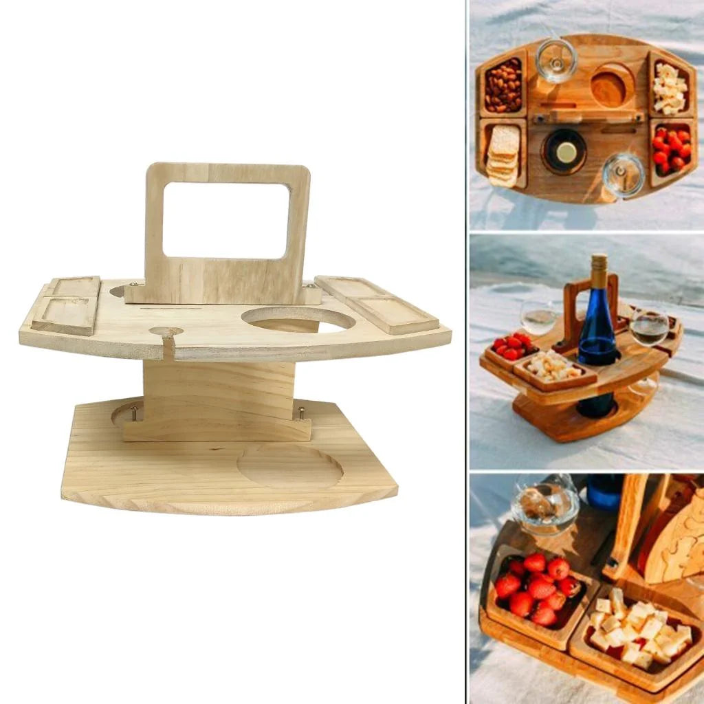 Portable Outdoor Picnic Table with Glass Holder O91193