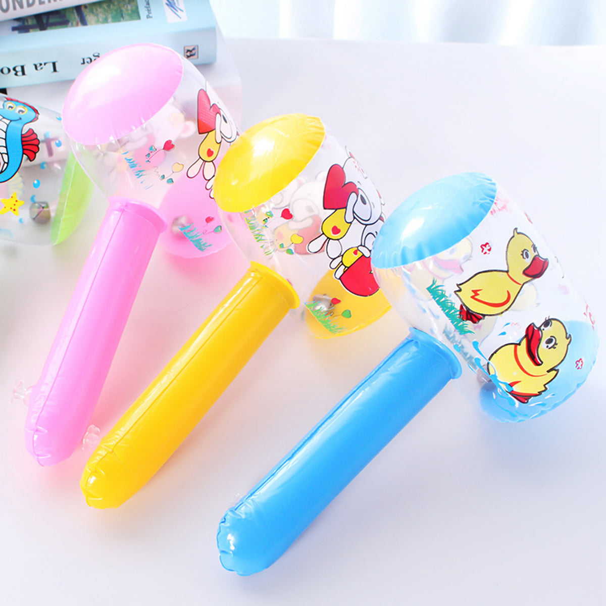 6Pcs Inflatable Cartoon Hammer with Sound Bell Funny Toys E326