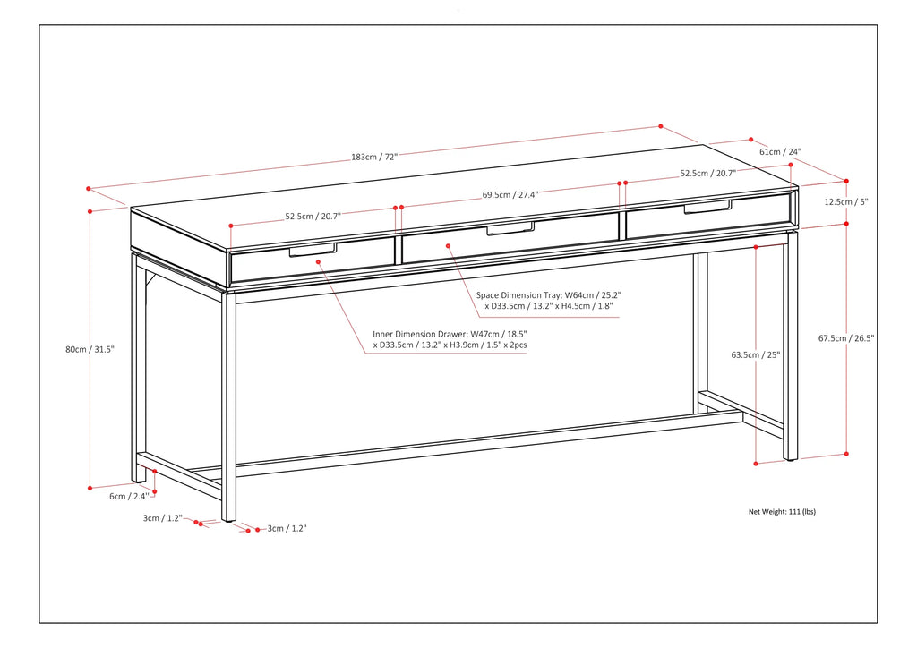 Solid Wood 72 in. W Desk with Keyboard Tray T576395