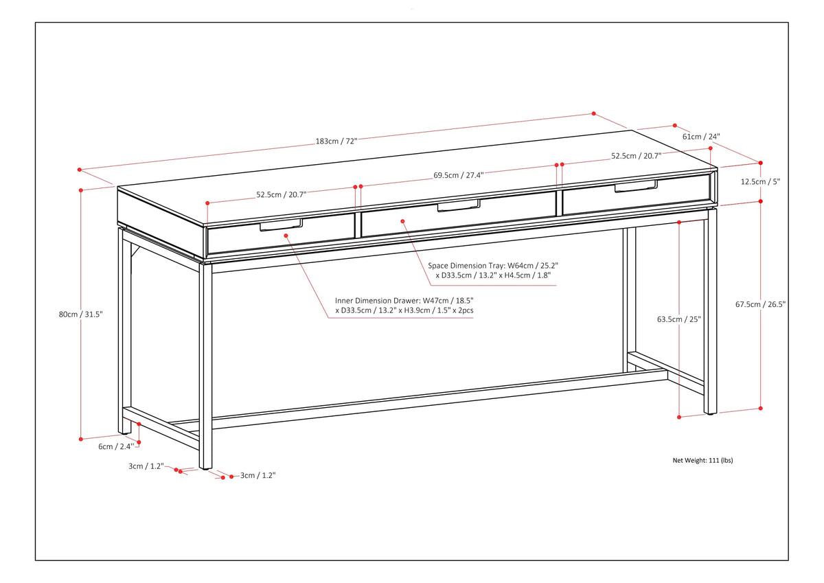 Solid Wood 72 in. W Desk with Keyboard Tray T576395