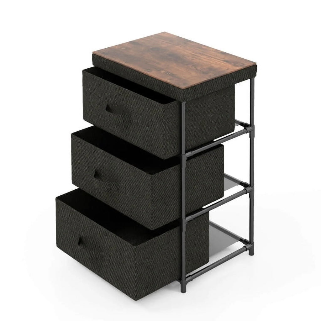 Grey Rustic Brown 2 Drawer Nightstand T296