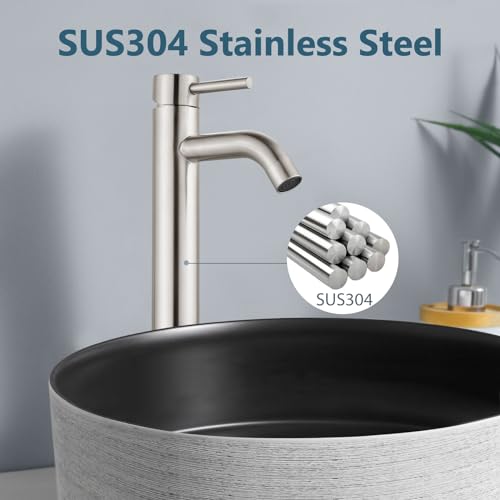 Matte Black Tall Stainless Steel Vessel Sink Faucet U423