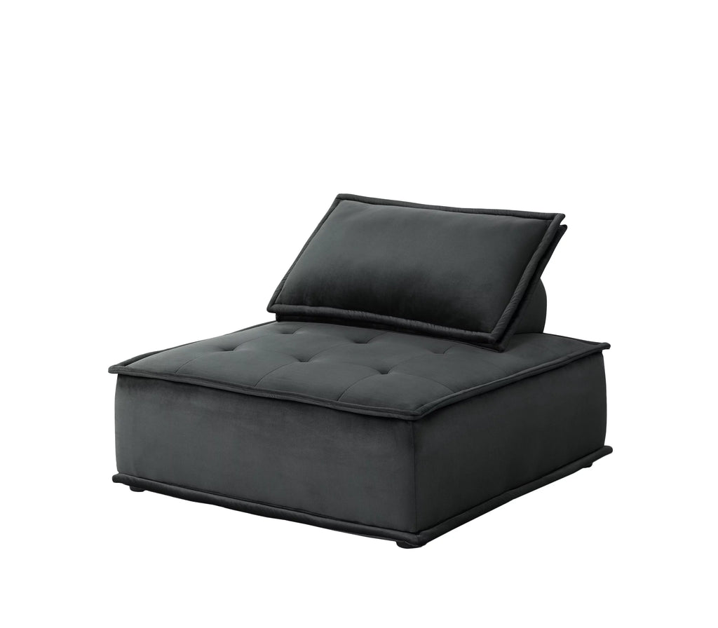 Armless Lounge Chair with Tufted Seat and Removable Cushion Cover I698413