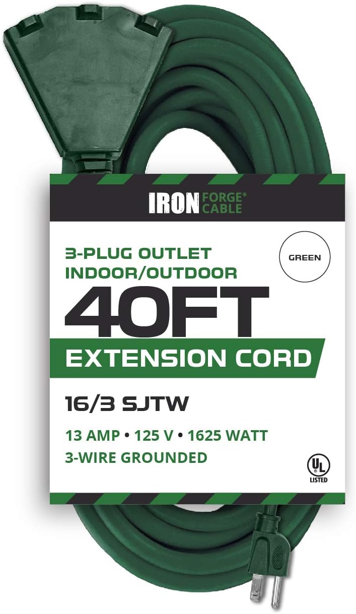 100 Ft Outdoor Extension Cord with 3 Outlets H9365