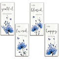 Blue 4 Pieces Wooden Wall Art S96783