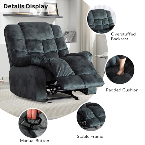 Soft Fabric Reclining Chair with Padded Backrest and Armrests H82201