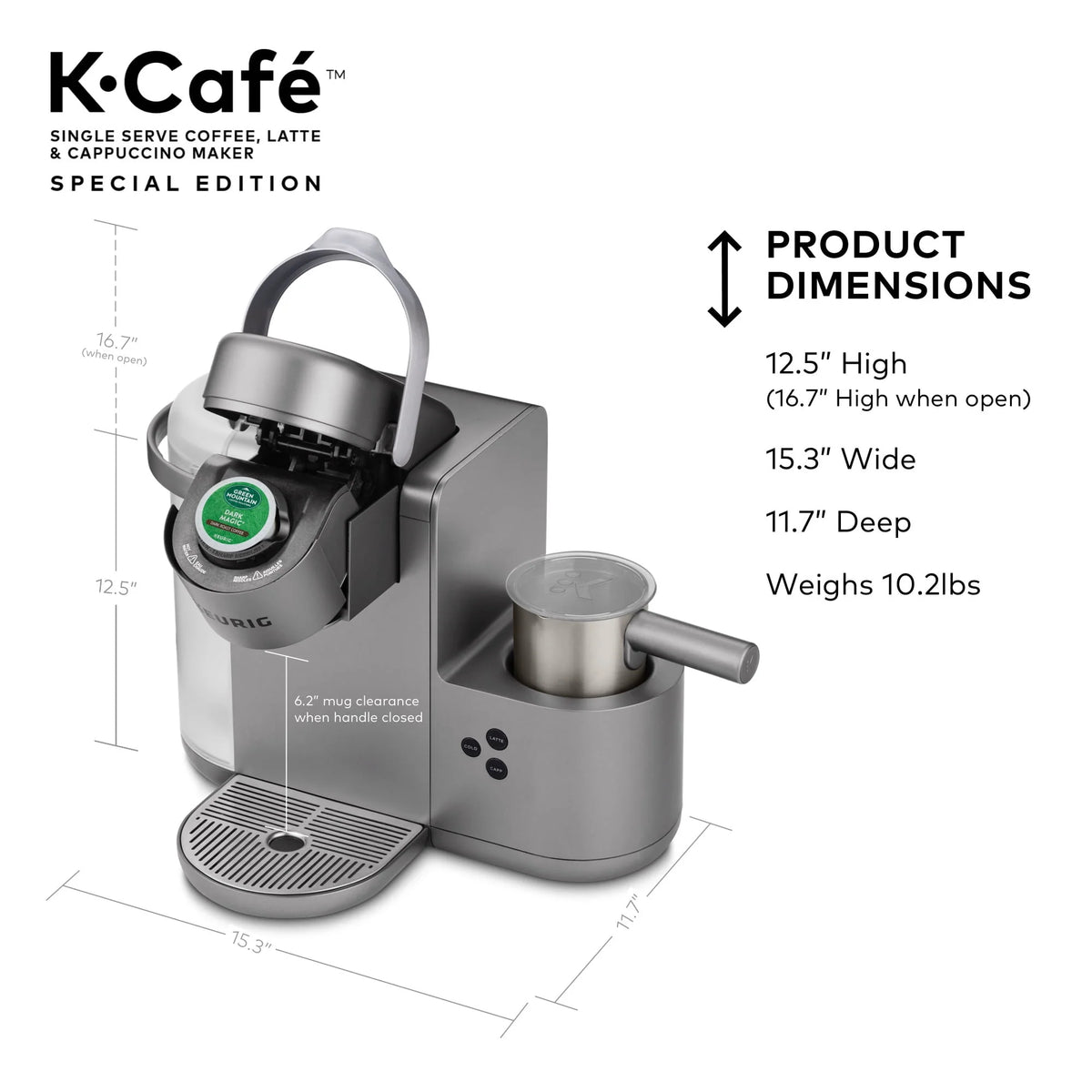 Single Serve K-Cup Pod Coffee, Latte and Cappuccino Maker, Nickel H469