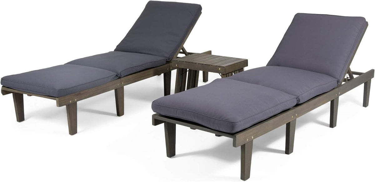 Acacia Wood 3 Piece Chaise Lounge Set V9044
