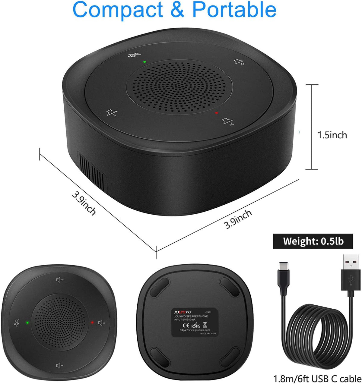USB Speakerphone Microphone, Conference Speaker Omnidirectional Computer Mic Z937627