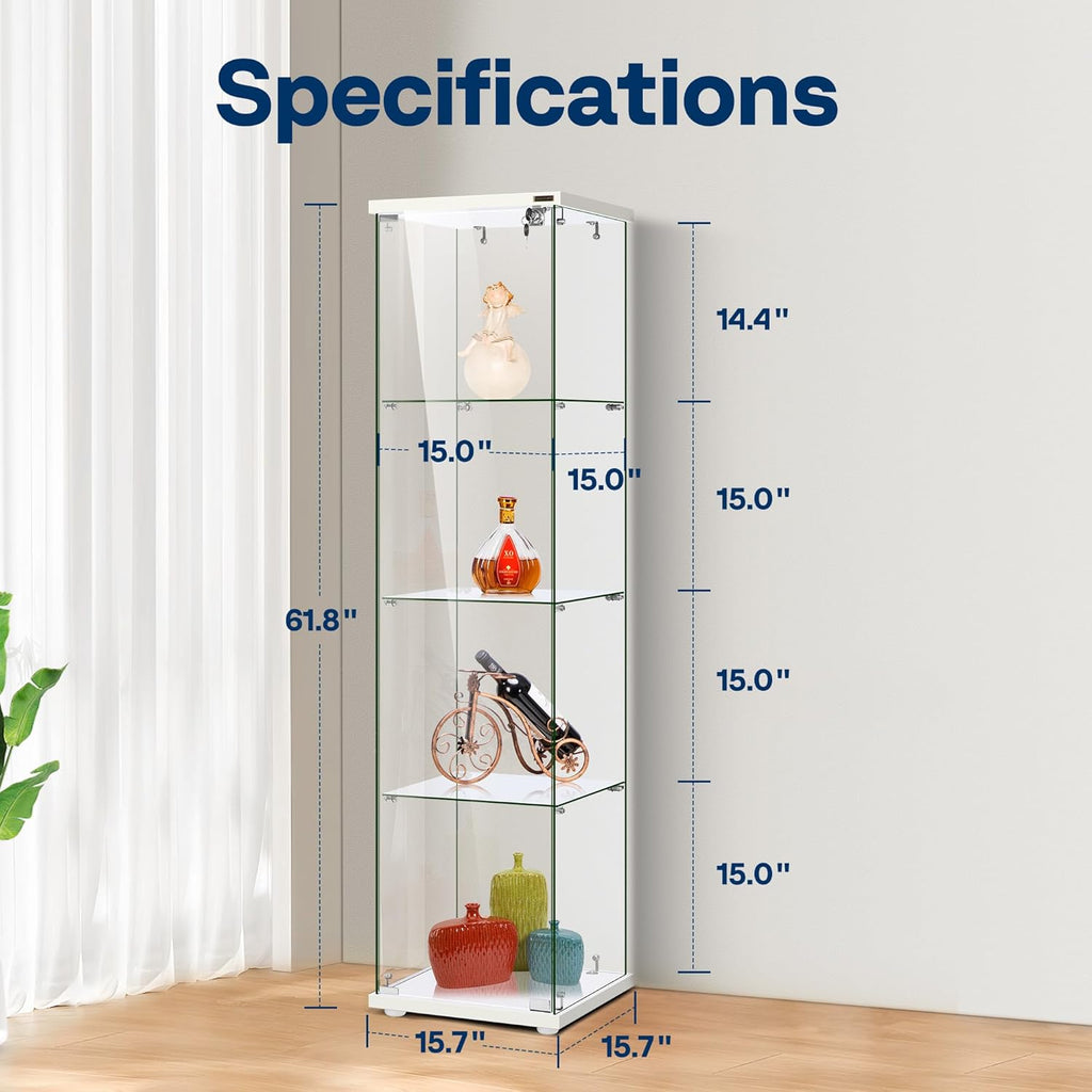 4 Layers Glass Display Cabinet with Lock Y33459