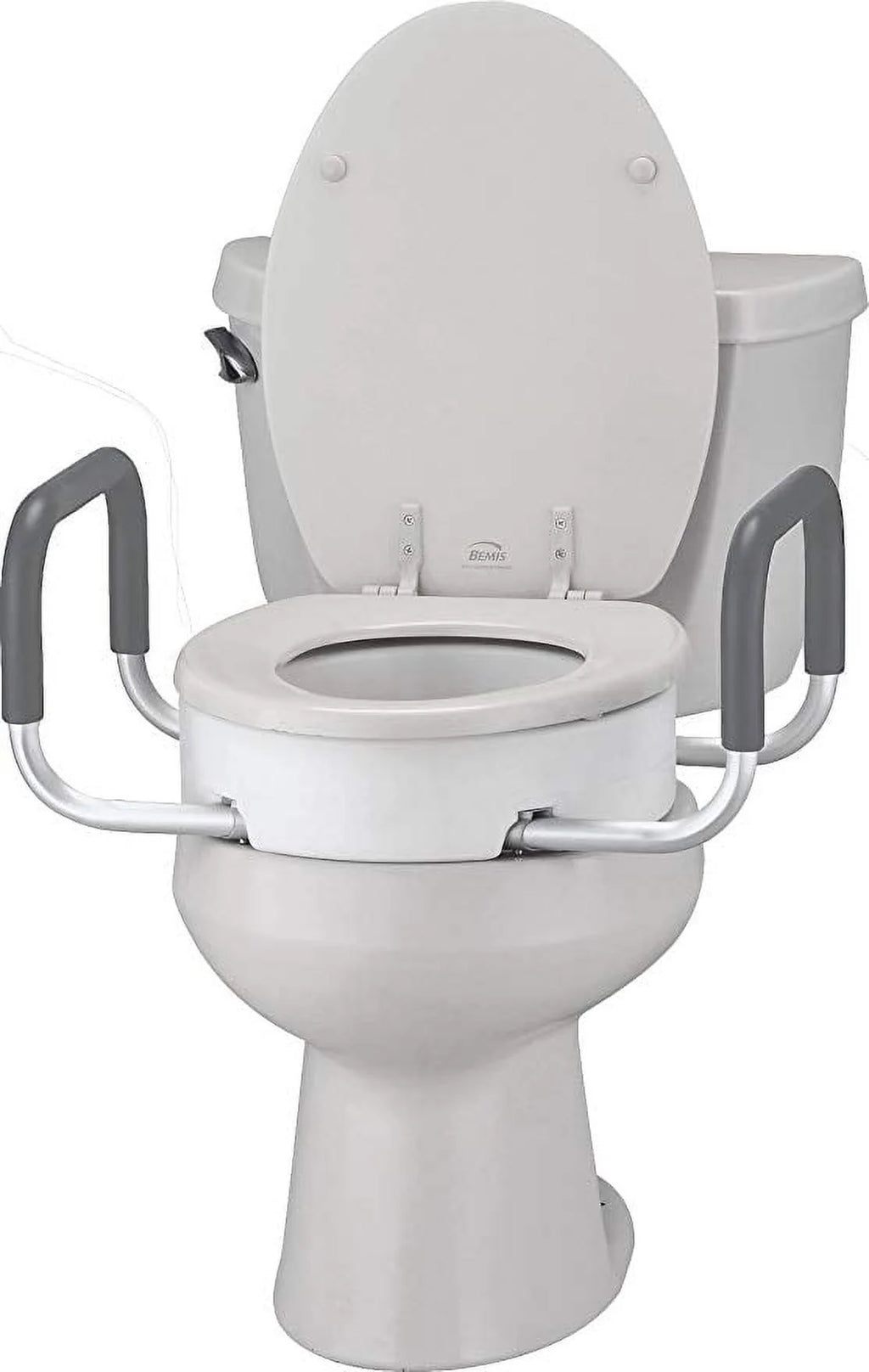 White Elongated Toilet Seat Riser with Arms A4332