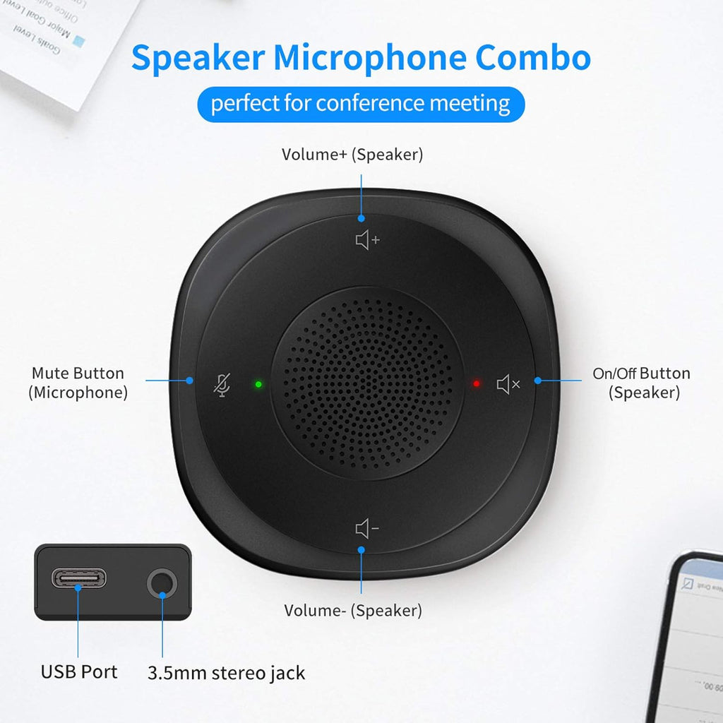 USB Speakerphone Microphone, Conference Speaker Omnidirectional Computer Mic Z937627
