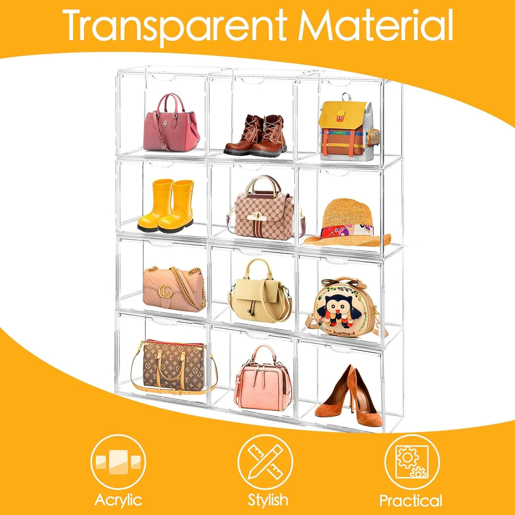 Clear Acrylic Handbag Storage Organizer Box with Magnetic Door A796