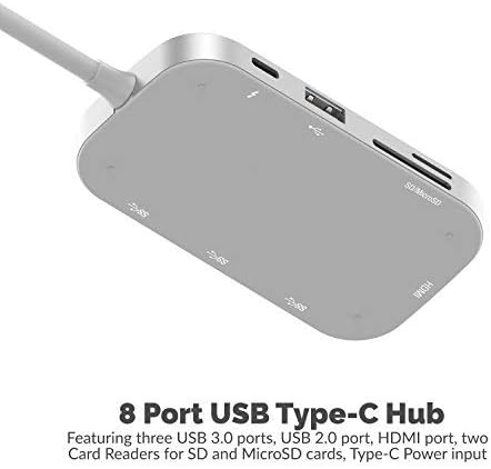 8-in-1 USB Type-C Hub with HDMI 4K, 3 USB 3.0 Ports, SD/MicroSD Card Reader K874110