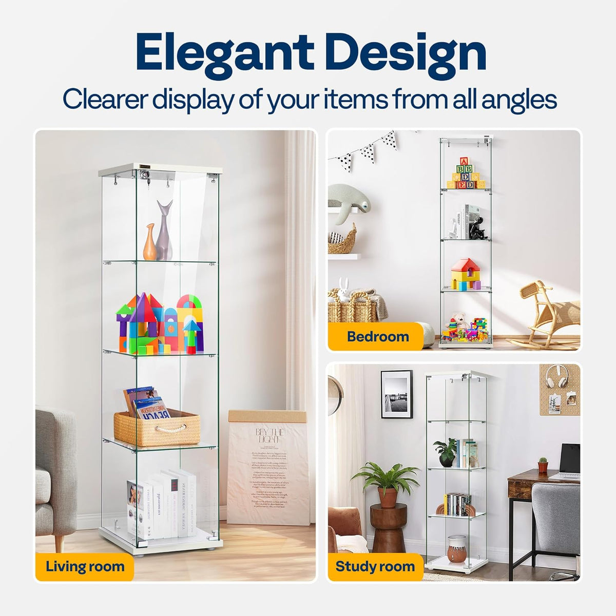 4 Layers Glass Display Cabinet with Lock Y33459