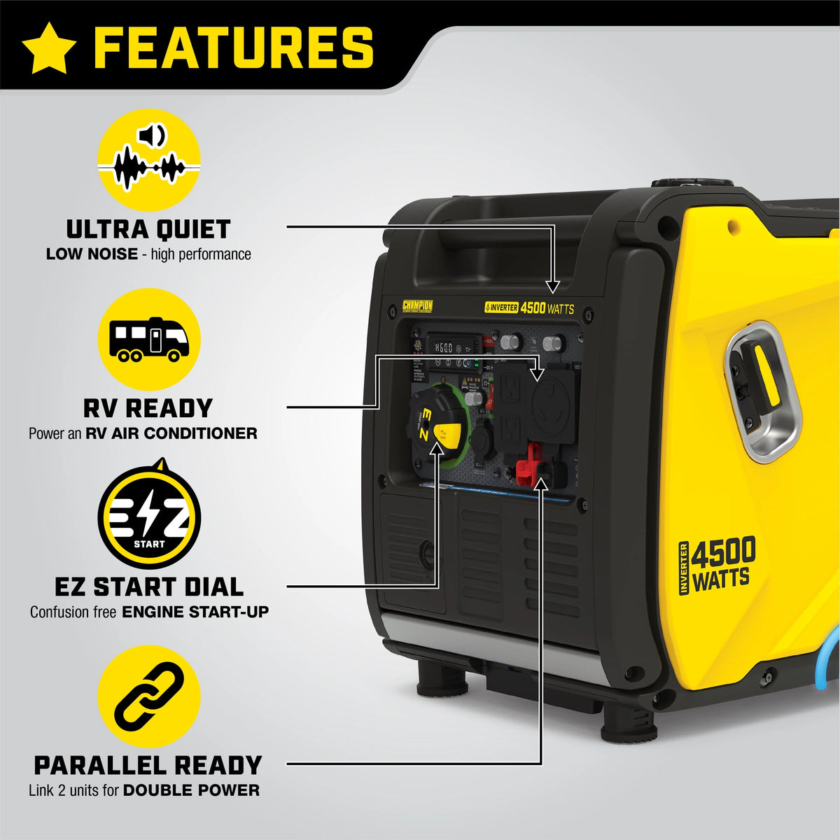4500-Watt Wireless Remote Start Inverter Generator with CO Shield O92872