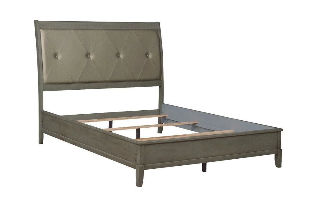 Gray Finish Wooden 5pc Bedroom Set Queen Sleigh Bed Nightstand Dresser Mirror Chest D956521