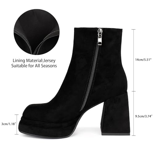 Platform Boots with Chunky Heel and Square Toe Z66766