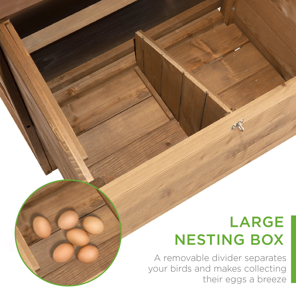 70in Mobile Fir Wood Chicken Coop with Wheels O329570