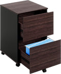 Brown 2 Drawer Wood Mobile File Cabinet with Storage B2119