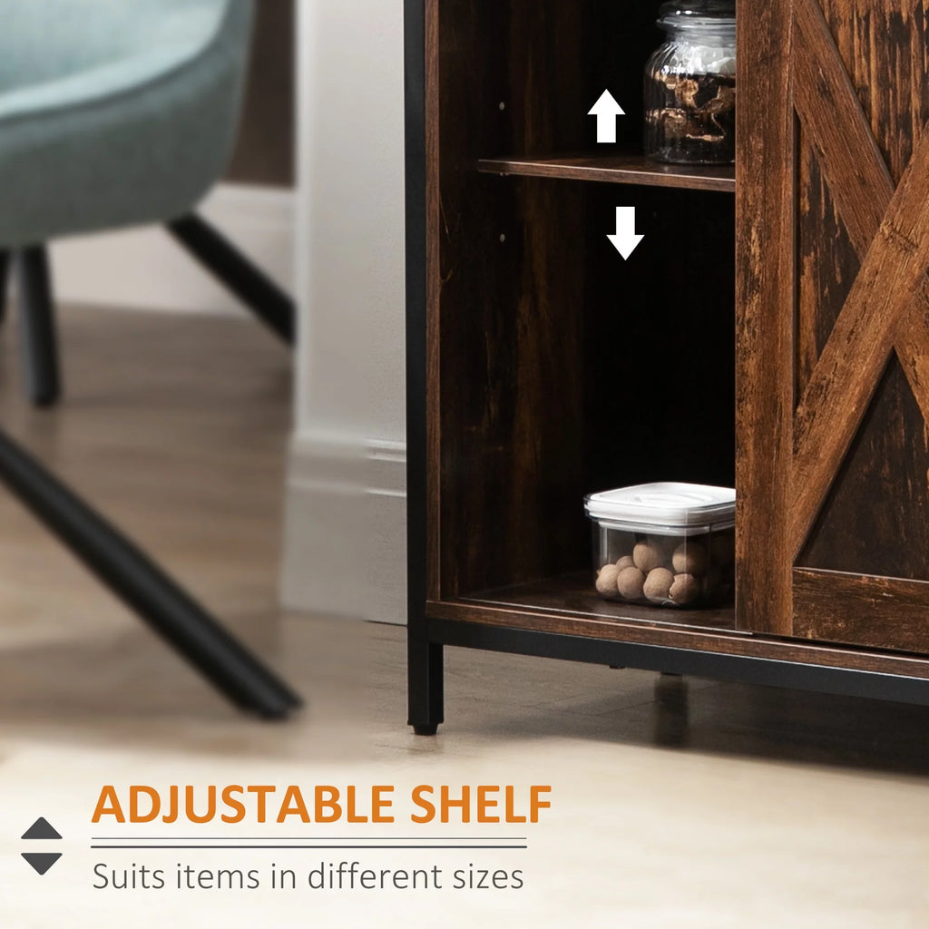 Industrial Sideboard with Sliding Barn Doors and Adjustable Shelves D52429
