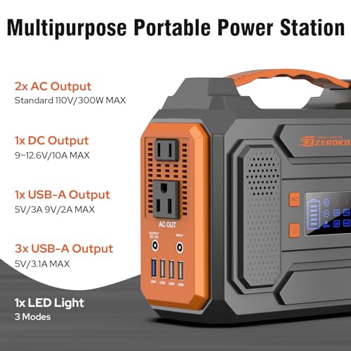 300W Portable Solar Generator with 60W Solar Panel Orange S60776