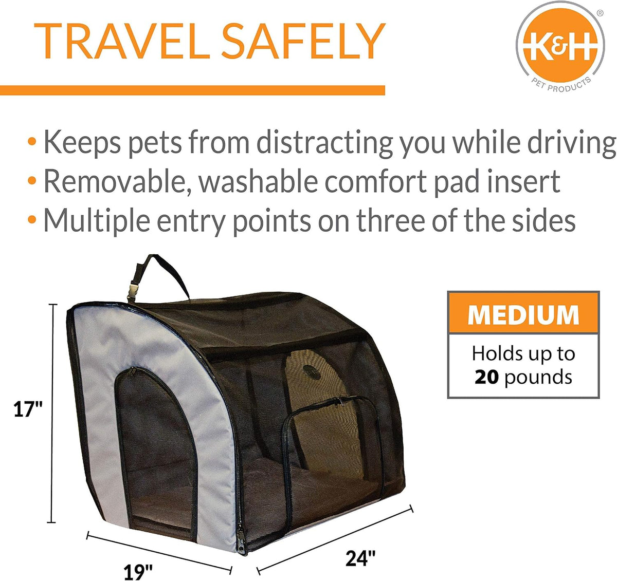 Gray Black Medium Pet Travel Carrier H10539