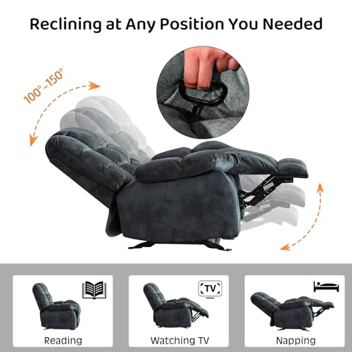 Soft Fabric Reclining Chair with Padded Backrest and Armrests H82201