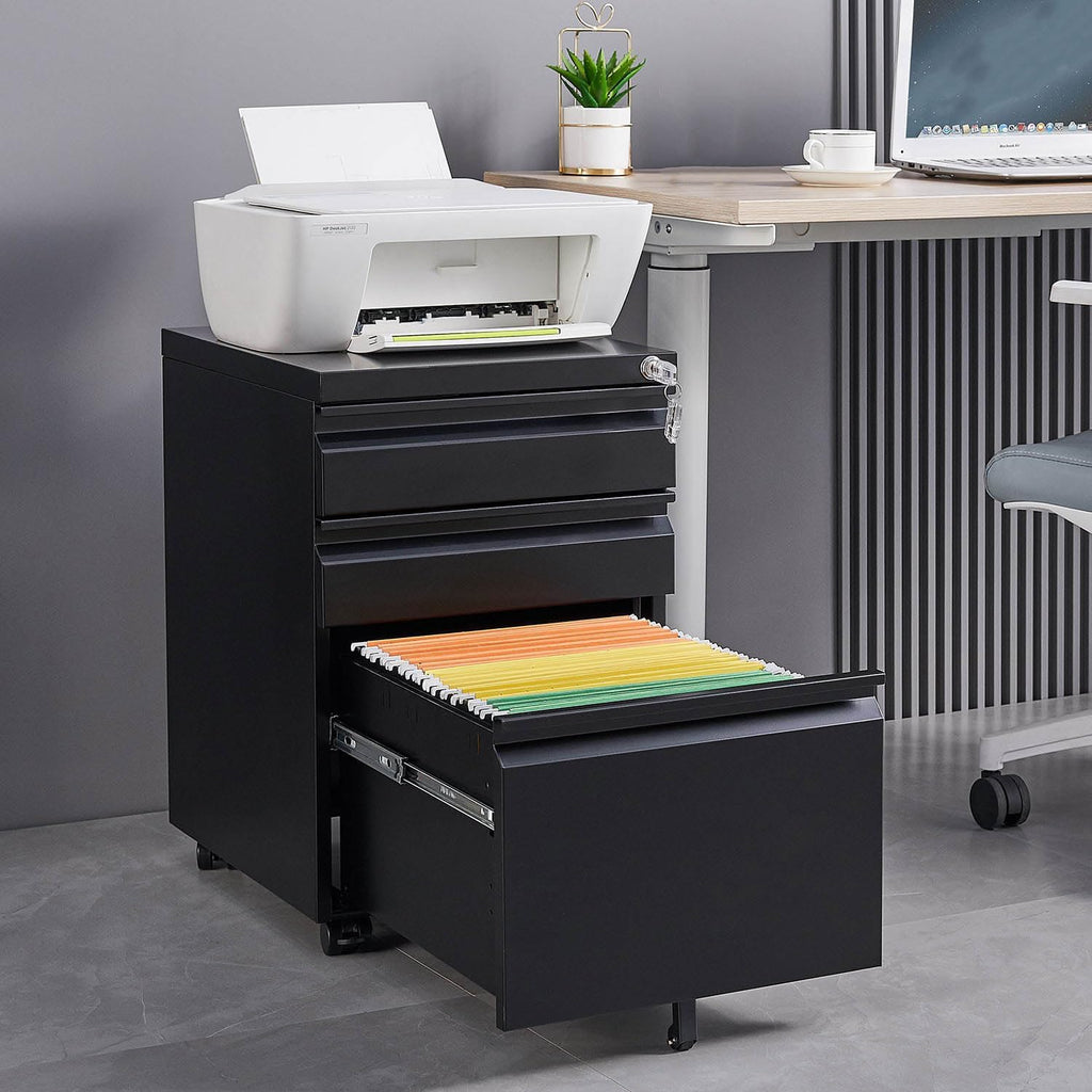 Black Steel 3-Drawer Rolling File Cabinet A792311