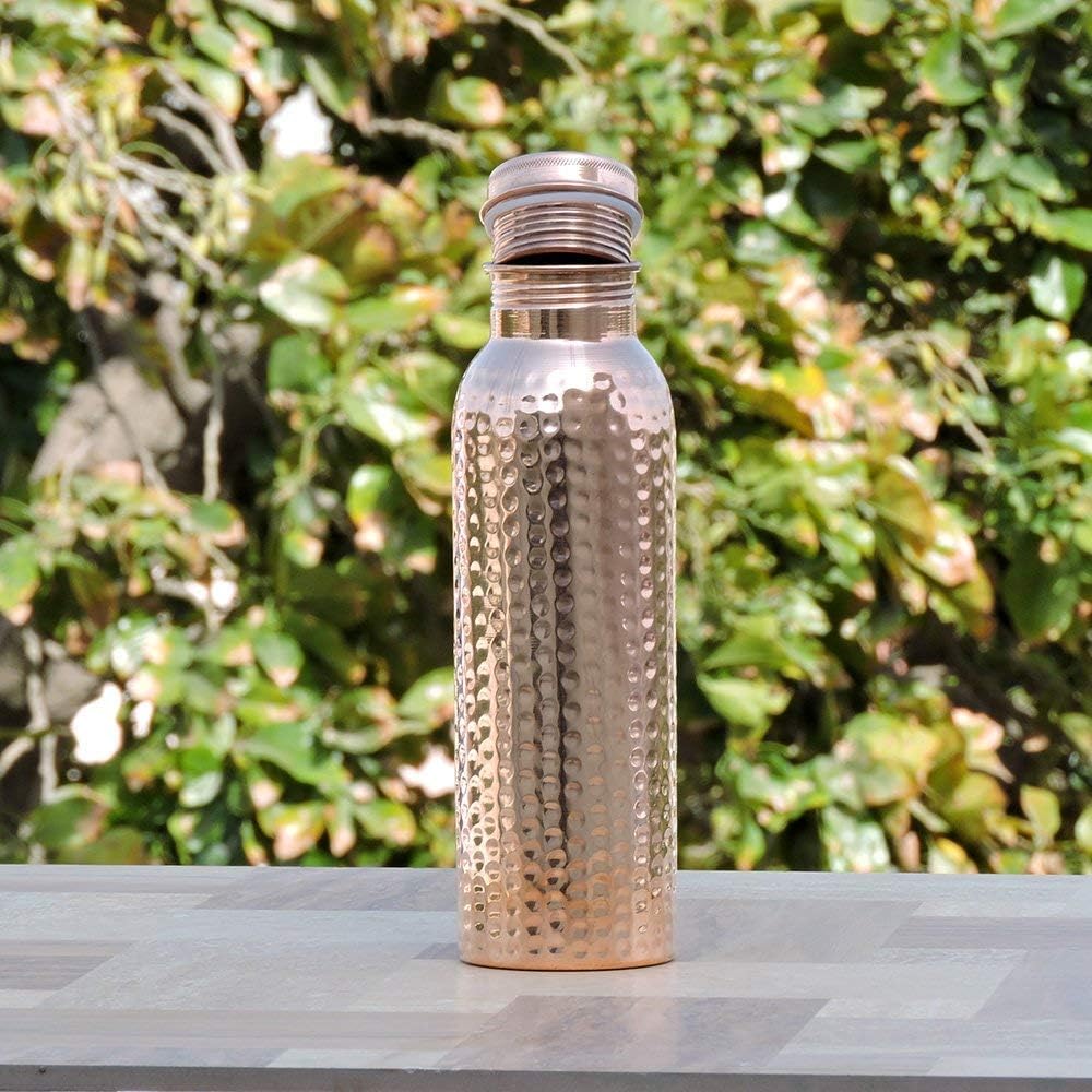 33.84 Us Fl Ounce Hammered Pure Copper Water Bottle A3956