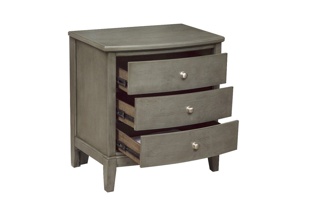Gray Finish Wooden 5pc Bedroom Set Queen Sleigh Bed Nightstand Dresser Mirror Chest D956521