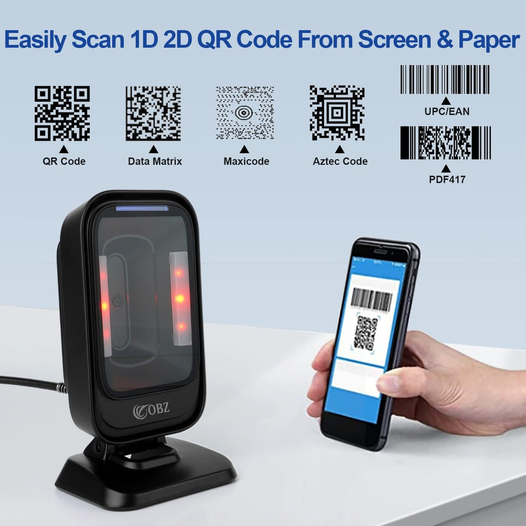 Desktop Barcode Scanner, Omnidirectional Hands-Free USB Wired Barcode Reader X8475