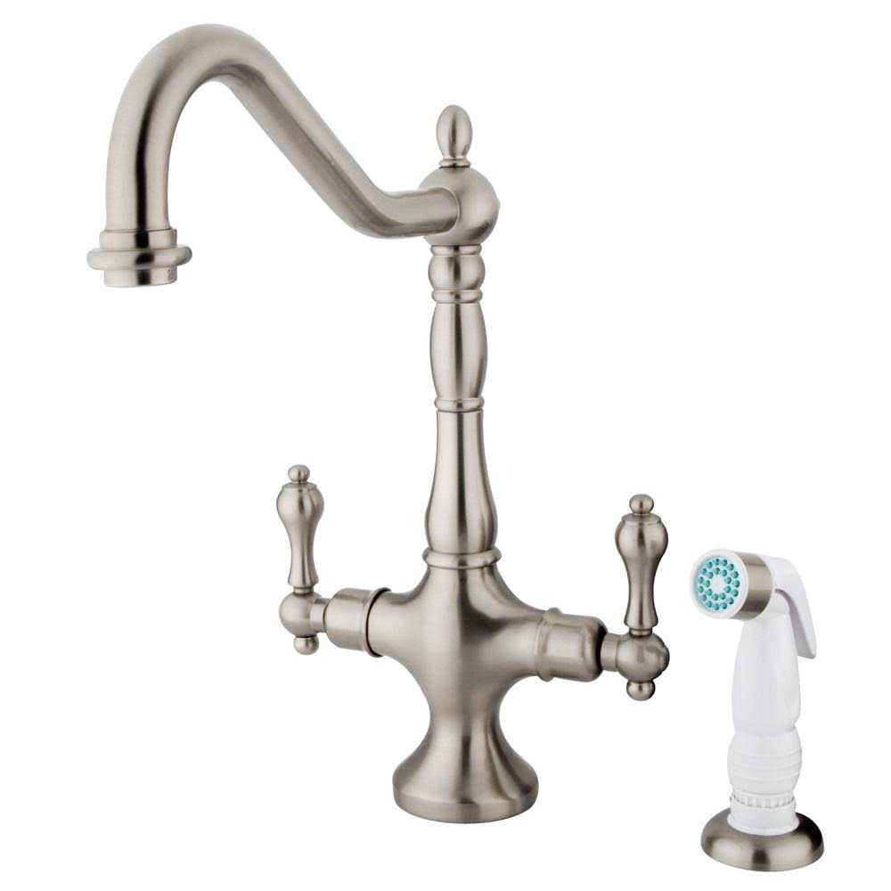 Polished Chrome Kitchen Faucet with White Sprayer R9686