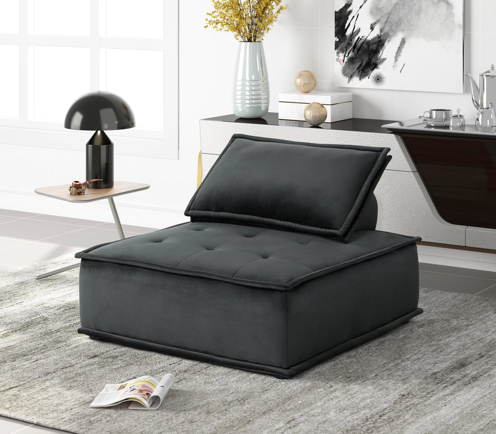 Armless Lounge Chair with Tufted Seat and Removable Cushion Cover I698413