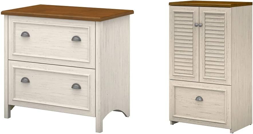 Antique White 2 Drawer Lateral File Cabinet B627
