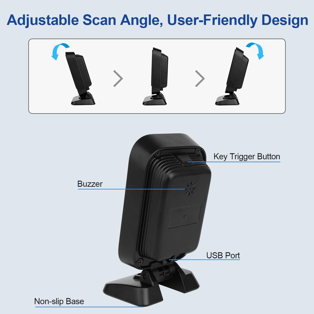 Desktop Barcode Scanner, Omnidirectional Hands-Free USB Wired Barcode Reader X8475