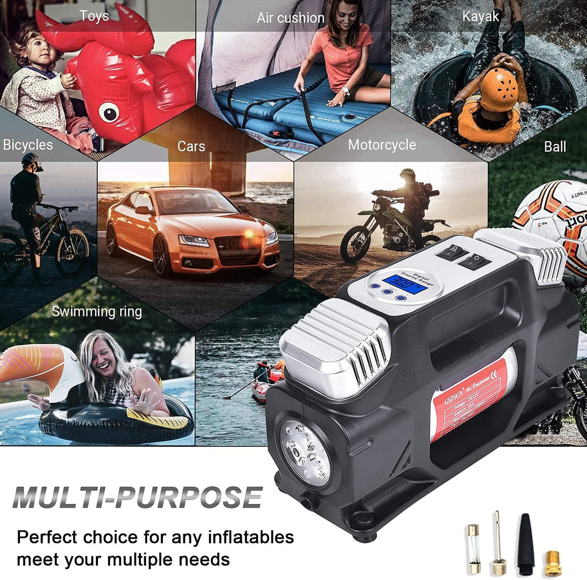 Portable Heavy Duty 12V Air Compressor with Digital Gauge Z2350