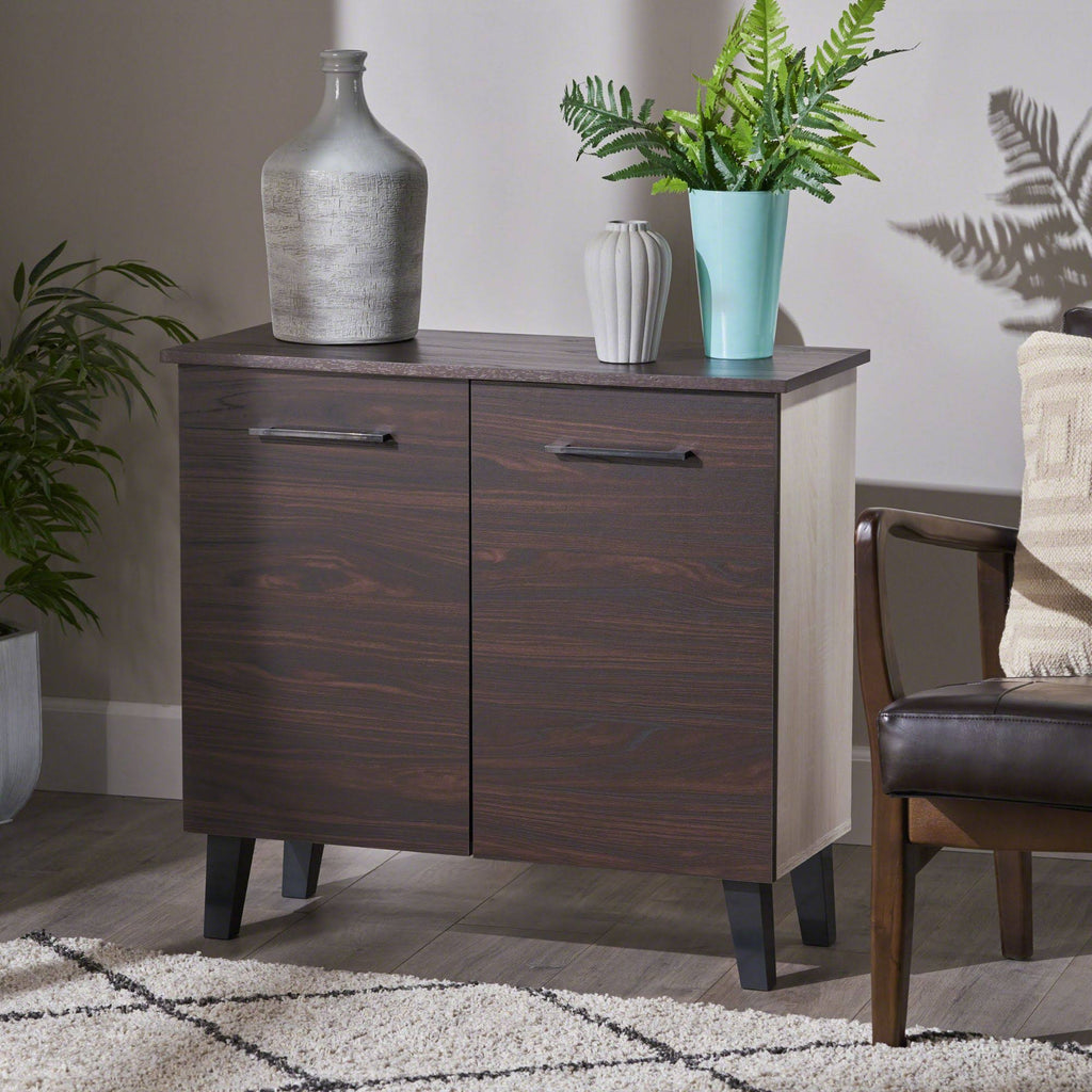 Black and Walnut Brown 3 Shelves Cabinet Z175