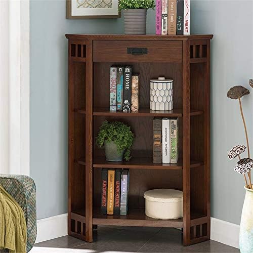 Mission Oak 3 Shelf Corner Bookcase R62081