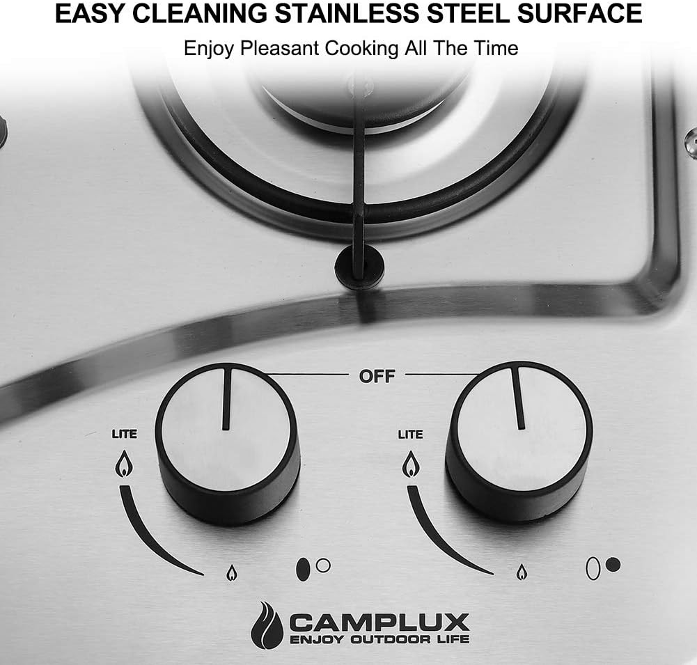 2 Burner Stainless Steel Propane Gas Cooktop W3550