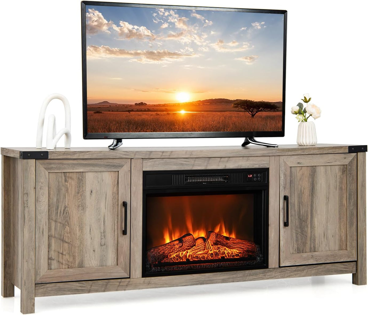 Electric Fireplace TV Stand with Storage Cabinets G166