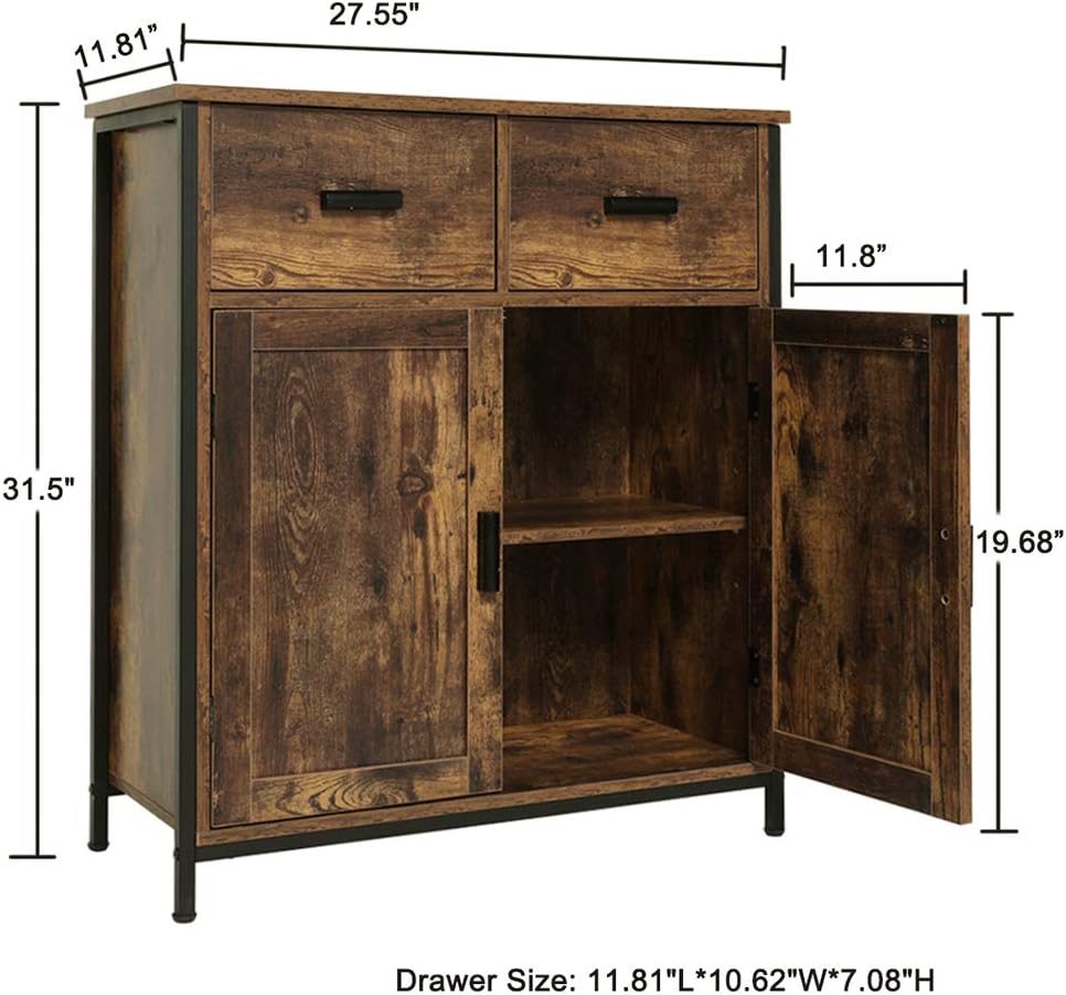 Industrial Storage Cabinet with 2 Drawers and Doors Z3921