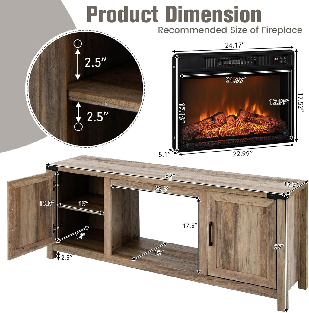 Electric Fireplace TV Stand with Storage Cabinets G166
