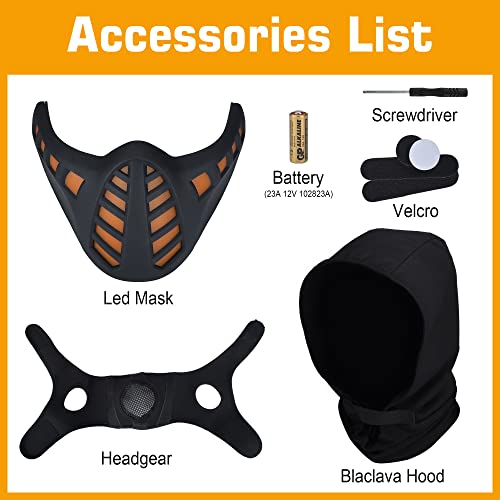 Halloween Scary Led Mask Light Up Demon Oni Cyberpunk Half Face Masks T435514