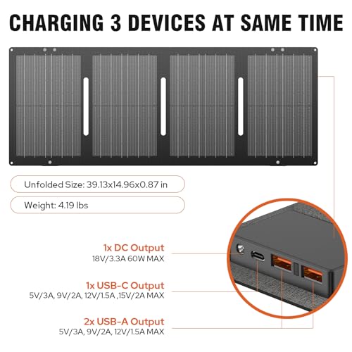 300W Portable Solar Generator with 60W Solar Panel Orange S60776